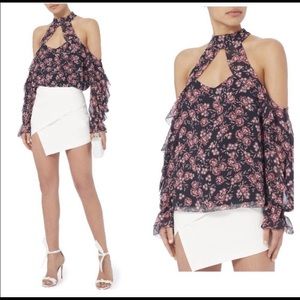 intermix floral cold shoulder top